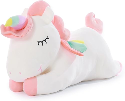 Miniatura 3 de Poutmac Animales de peluche de unicornio, juguete suave de unicornio para bebé, novia, niños y niños (blanco, 28 pulgadas)