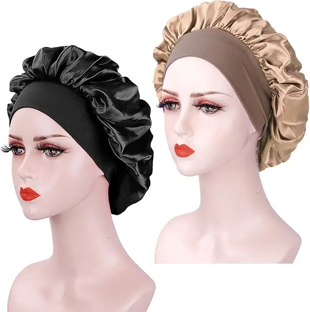 2 Bonnets Satin Nuit pour Cheveux - Bonnet en Soie Femme