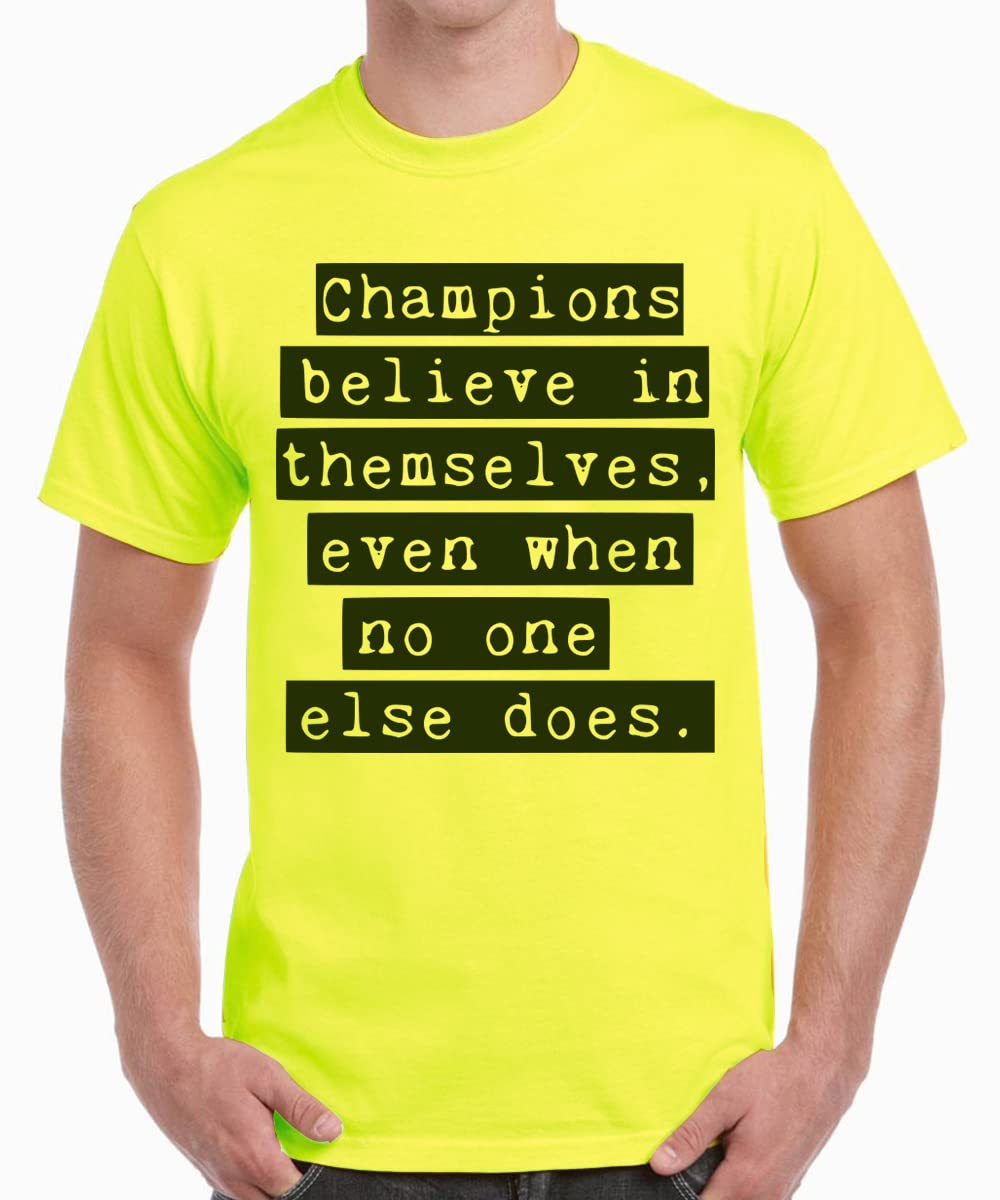 CaseriaMen's Round Neck Cotton Half Sleeved T-Shirt with Printed Graphics - Champions