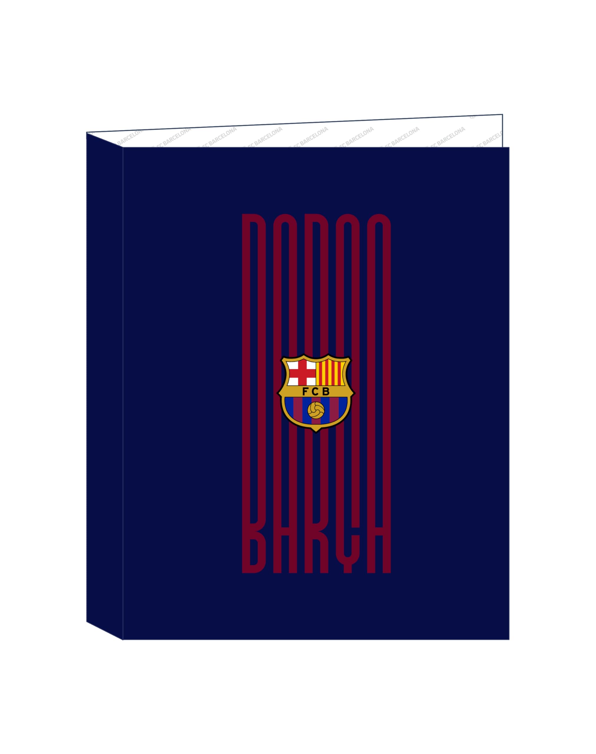 F.C. Barcelona – Folder with 4 Rings, Ideal for Children of Different Ages, Comfortable and Versatile, Quality and Resistance, 26.5 x 33 cm, Navy/Maroon, Navy/Maroon, Estándar, Casual