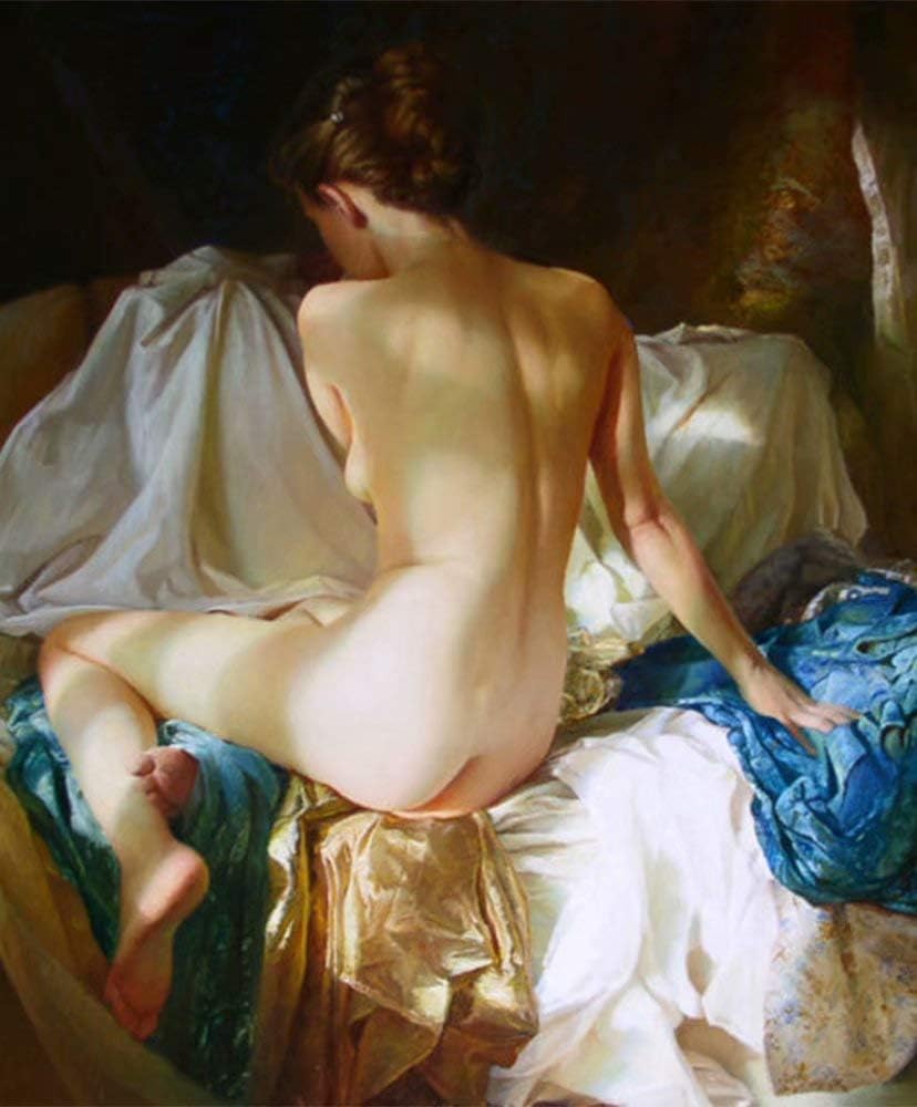 DIY Oil Paint by Number Kit for Adults Beginner 16x20 inch - Nude Lady,Drawing with Brushes Christmas Decor Decorations Gifts (Framed)