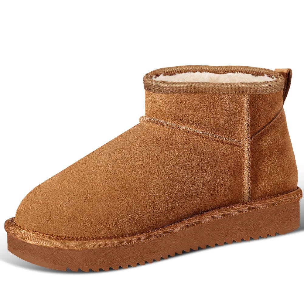 Mini Snow Boots for Women Anti-Slip Womens Boots Fur Fleece Lined Ankle Boot Winter Suede Snow Boots Indoor