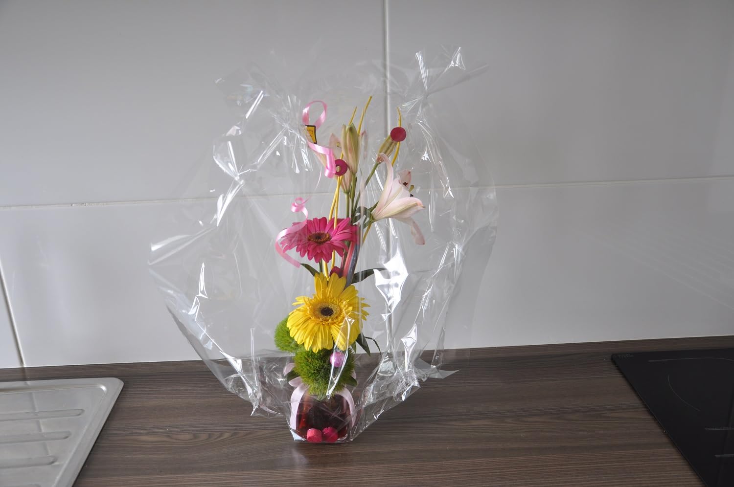 HRB Transparentfolie, 50 Meter Cellophan Folie 10 Rollen 5,00m x 0,70m Geschenkfolie, Blumenfolie