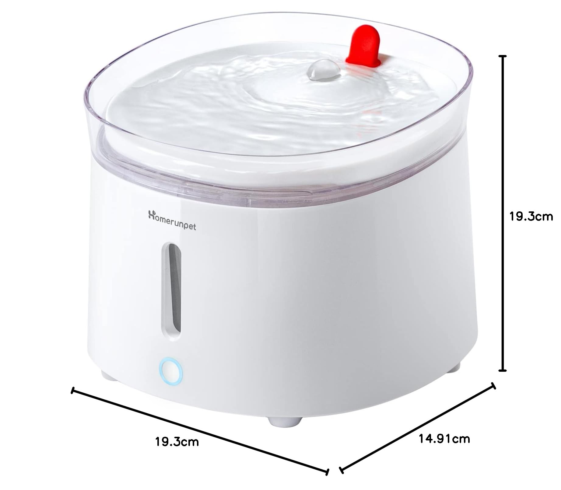 Homerunpet Cat Fountain Porcelain Top z samoczyszczącą się bezprzewodową pompą wodną, 20dB ultra cicha fontanna dla kota, bezpieczna, łatwa do czyszczenia fontanna wodna dla kotów i psów, 2L