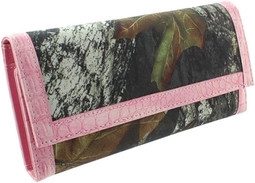 Mossy Oak Licensed Camouflage Camo Women Trifold Wallet Pink Trim