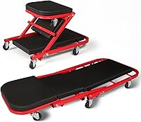 Vista 17 de Magshion 36" Triplex Plegable en Tres Partes Plataforma Rodante 2 en 1 para Garaje y Asiento, Plataforma Rodante de Mecánico de Bajo Perfil con 6