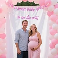 Vista 5 de ALISSAR Cartel de baby shower con lazo rosa para niña – Decoración de fiesta de bebé niña coqueta con purpurina rosa, decoración de fiesta de niña