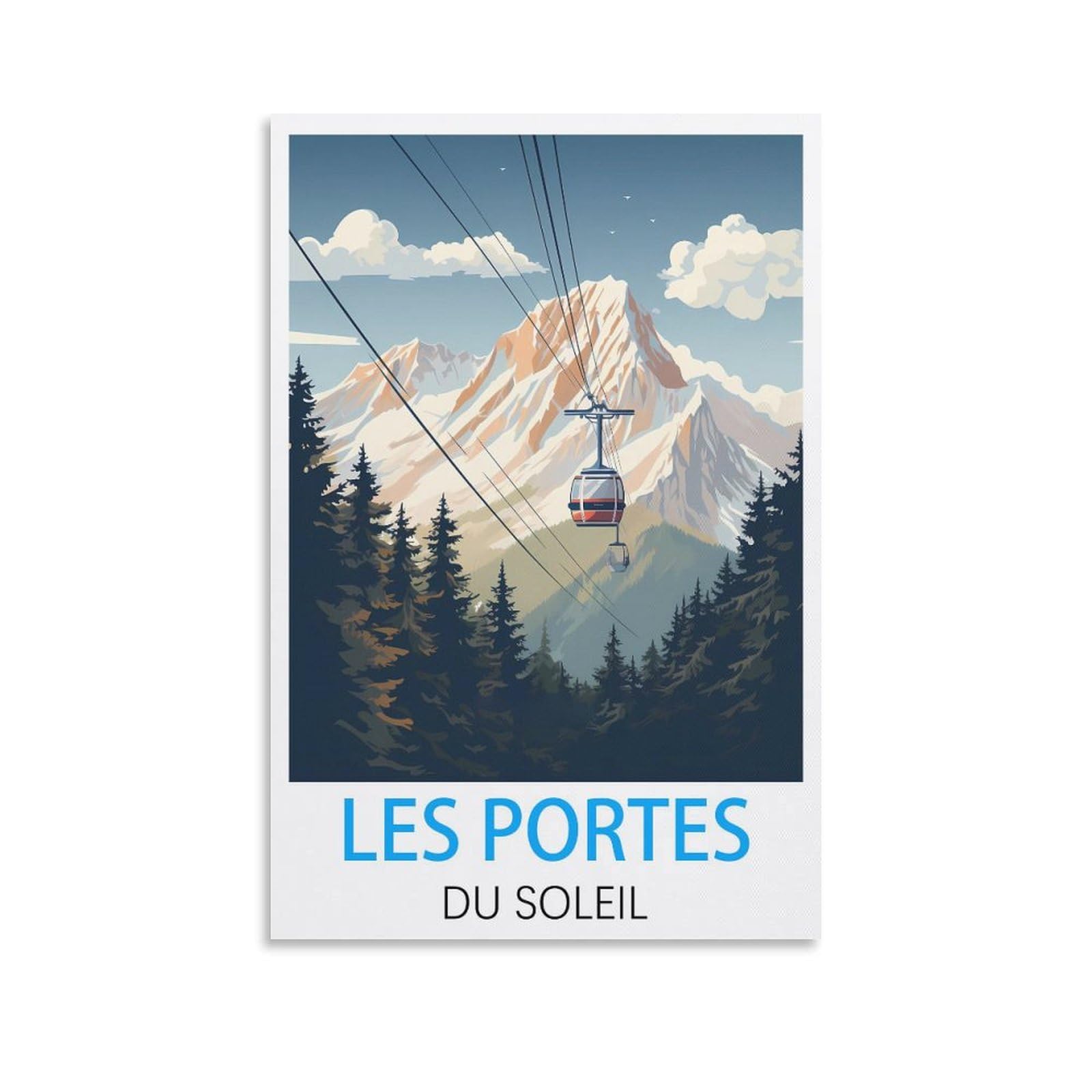 KmoNo Les Portes Du Soleil Vintage Travel Poster 08x12inch(20x30cm) Wall Decor Painting Canvas Wall Art Living Room Poster Bedroom