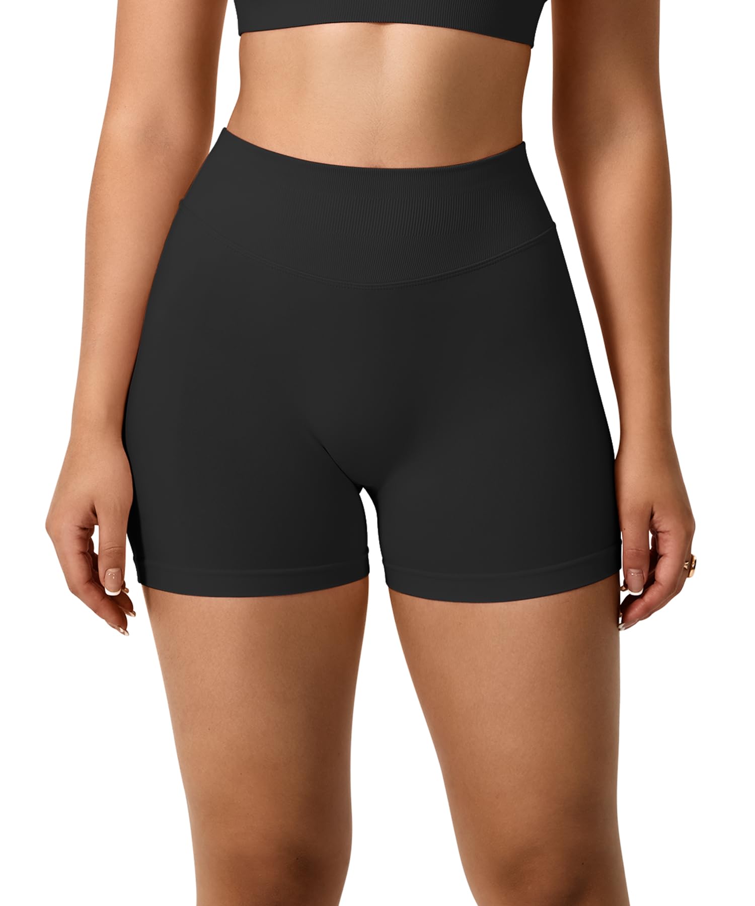 TAYOEA Short de Sport Femme Scrunch Pantalon de Sport Court Push Up Court Butt Lifting Gym Short sans Couture Workoutler Pantalon de Cyclisme - 4