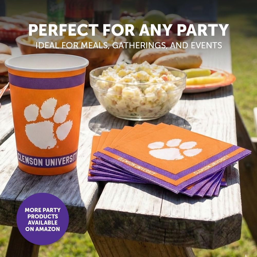 Desert Cactus Clemson University Paper Cups Clemson Tigers 20 Count 9 Ounce Cold Beverage for Tailgates, Graduation, Party and Game Day Tablecloth Decoration (Design A)