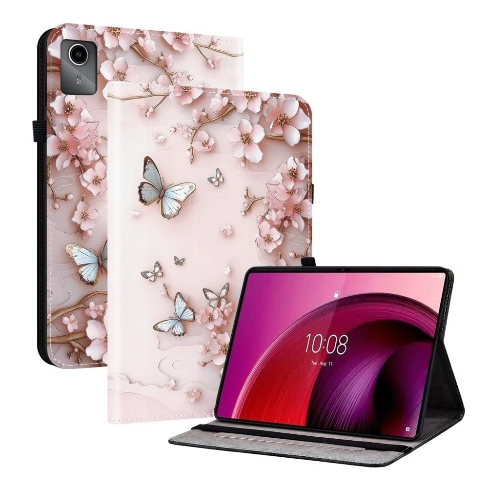 Generic Funda compatible con Lenovo Tab M10 HD (2ª generación) TB-X306F / TB-X306X (color: mariposa rosa), a prueba de golpes, funda de piel con función atril