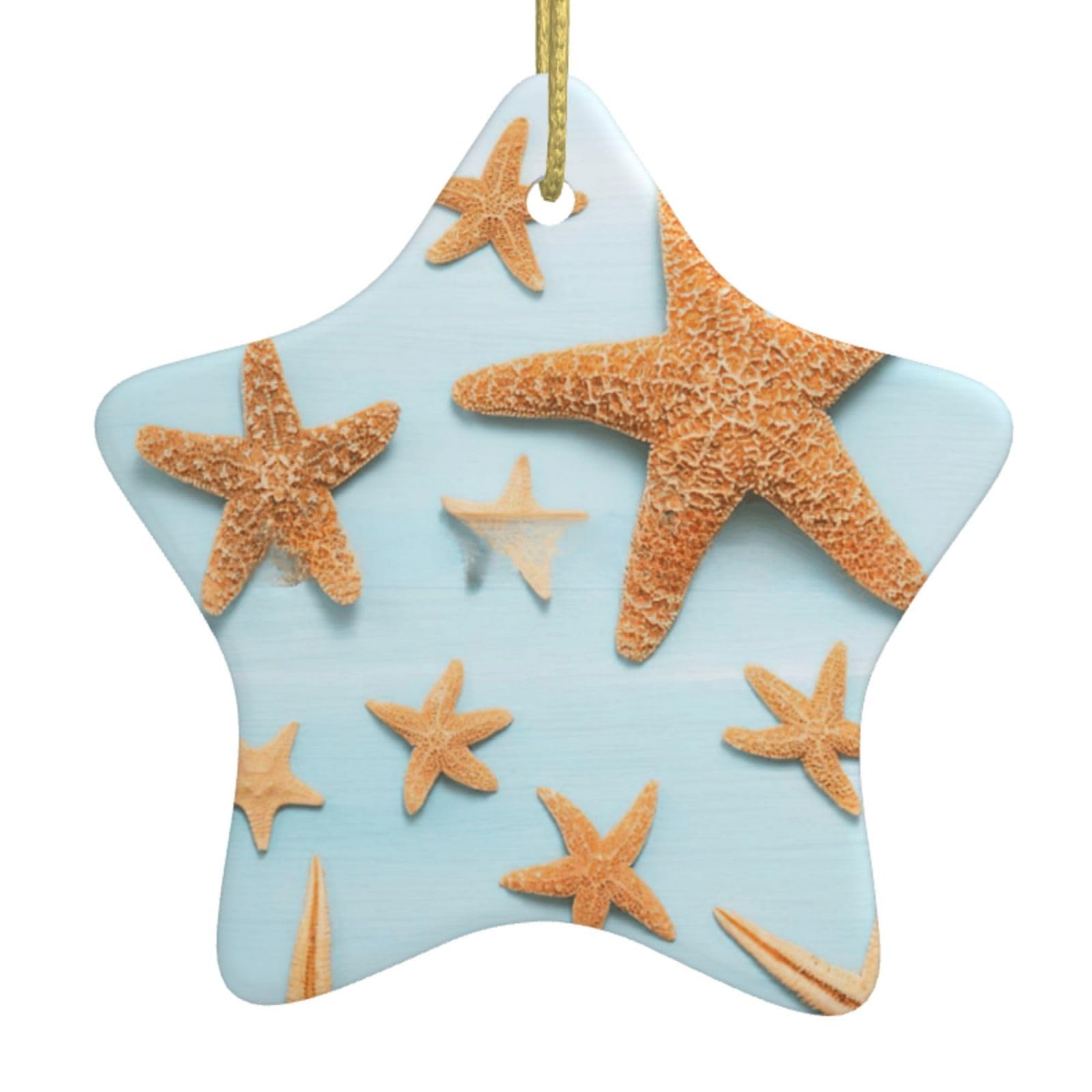 Nbtghga White 3D Beautiful Maritime Summer Print Christmas Ornaments, Ceramic Hanging Ornament, Round Shape Decorations