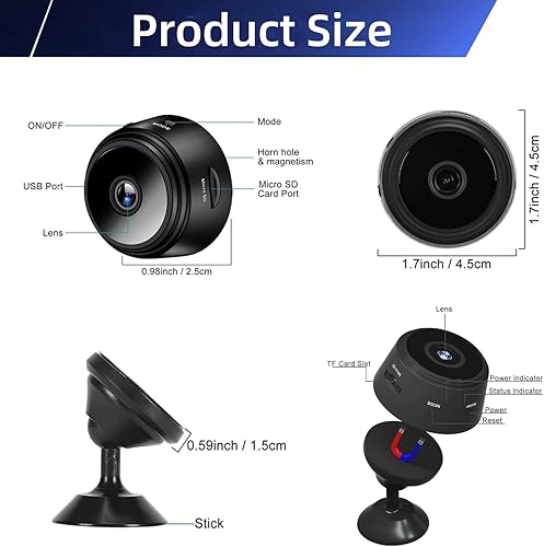 Miniatura 5 de Camaras Espias Ocultas Mini cámara espía oculta con video, cámara inalámbrica oculta, cámaras de vigilancia de seguridad para el hogar 1080P