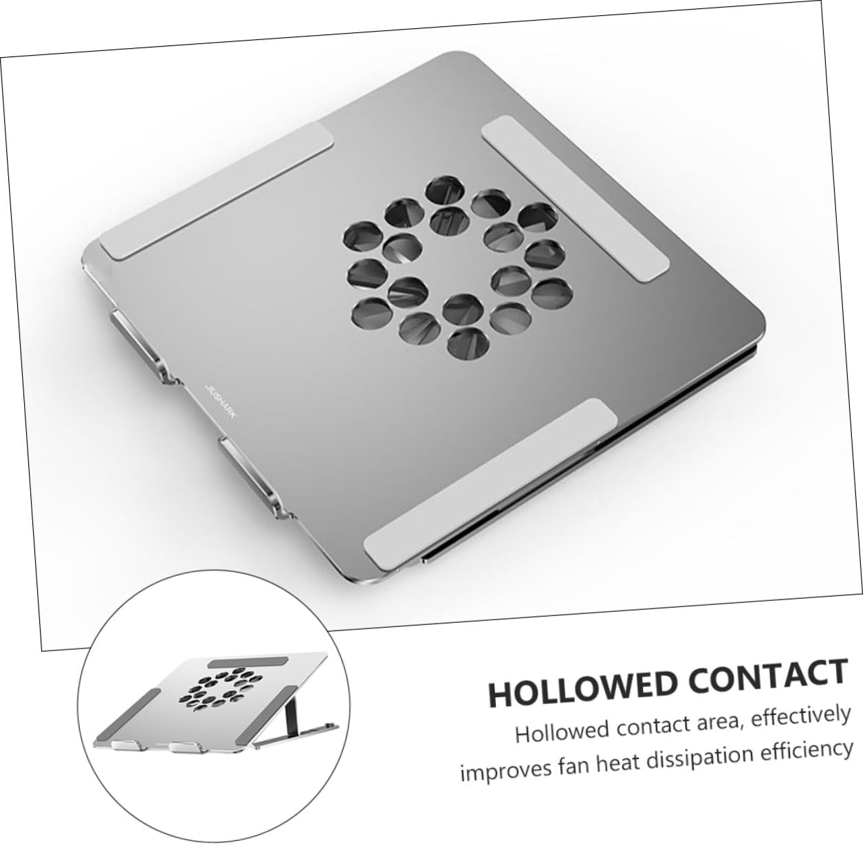 NUOBESTY Laptop Cooling Pad with Adjustable Aluminum Alloy Stand, Quiet Ventilated Fan Cooler to 17.3 Inch Laptops, Silver Height-Raising Support for Gaming and Office Use