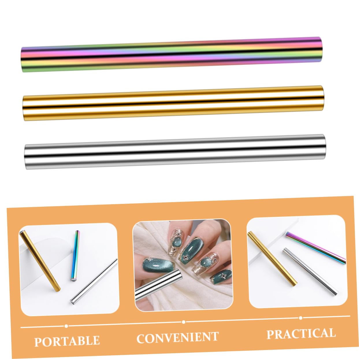 FRCOLOR 9pezzi Per Unghie Cat Eye Magnetici Inossidabile Per Nail Art Per Manicure Design Cilindrico Per Gel Unghie Eye