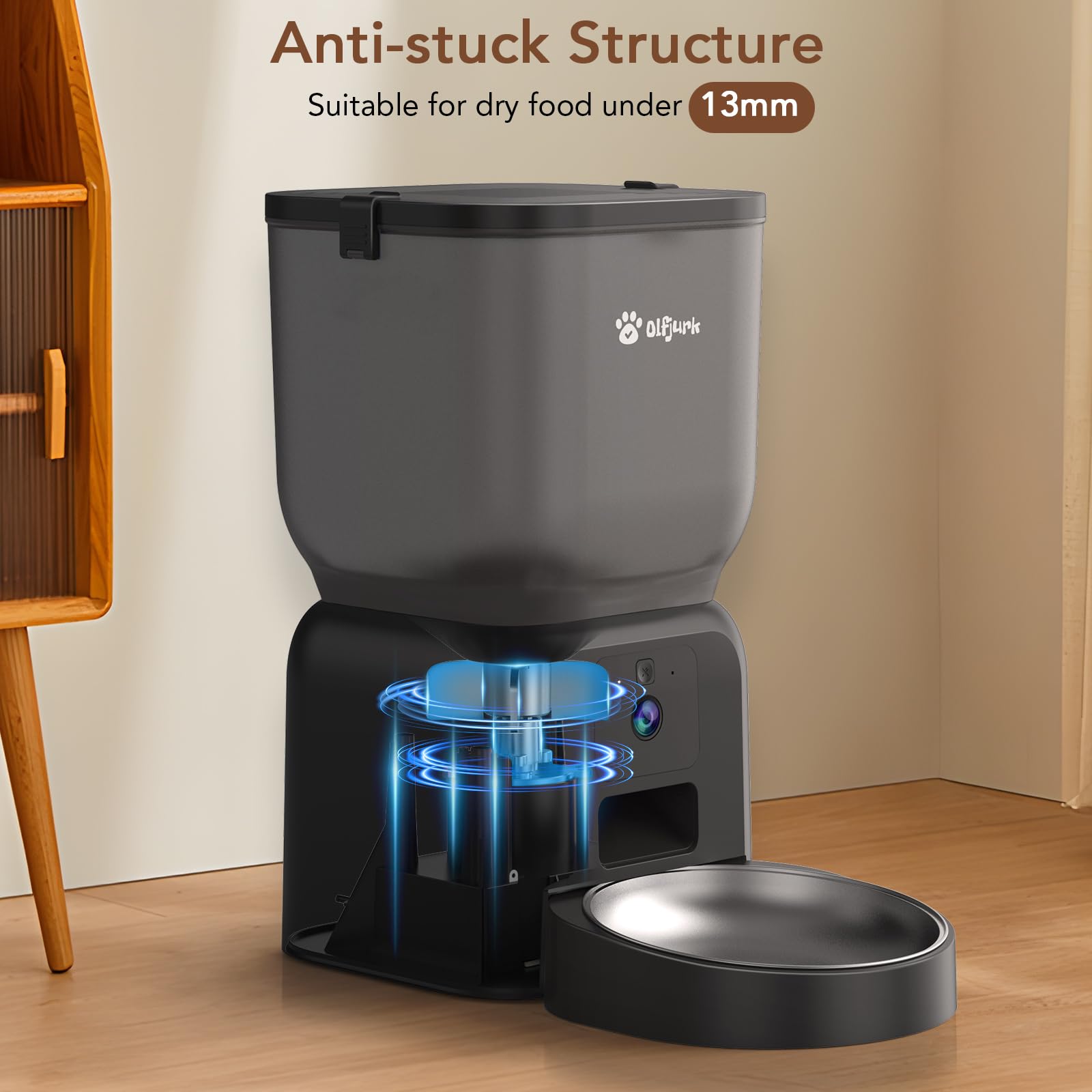 Automatic Dog & Cat Feeder,APP Controlled with Freshness Preservation, 4L Timed Cat Feeder with Timer Programmable, HD Camera for Voice and Video Recording (Black - image 4