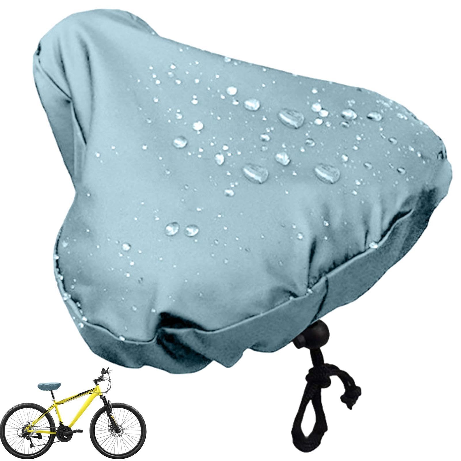 Ruhnjyg Waterproof bicycles Seat Cover - Rain And Dust Resistant Seat Cover With Drawstring And Hook, PU Silver Coating Resists UV Rays, Rain Cove Saddle Cover For Journey And Travel - Blue