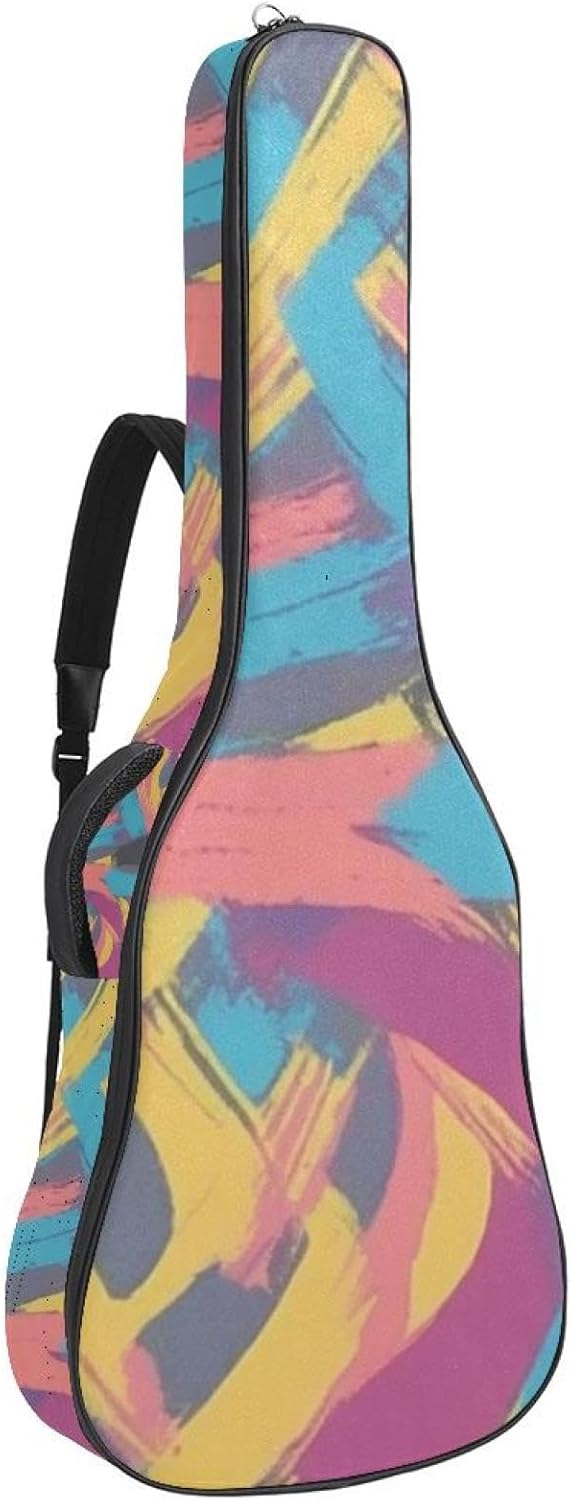 Colorful Graffiti Guitar Bag 40 41 42 In 2 Pockets Guitar Case Waterproof Guitar Case Resistent Oxford Cloth 0.4 In Extra Thick Sponge Padded for Acoustic Guitar