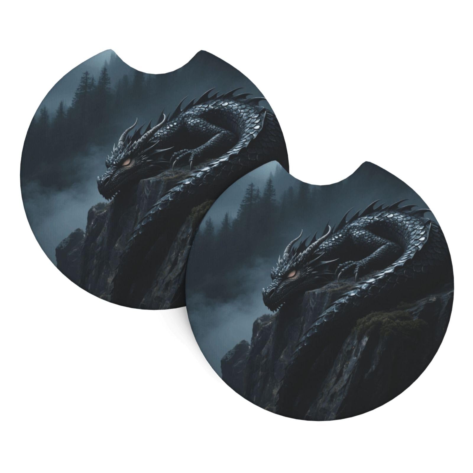 2 Pack Car Coaster for Cup Holders Dragon Car Cup Coaster 2.7" Neoprene Non-Slip Automotive Cup Mat Universal Auto Car Interior Accessories for Women Men Cup Pad