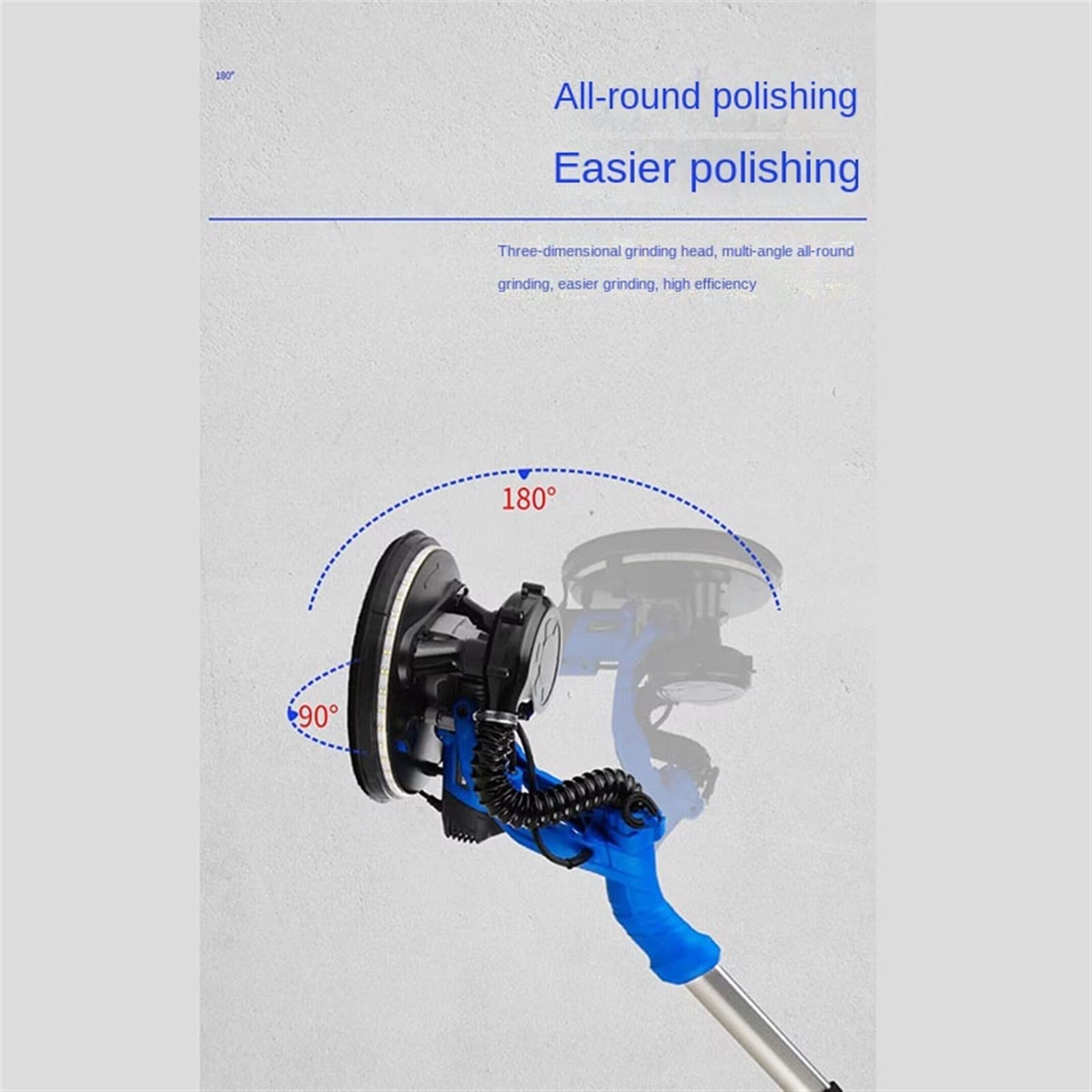 Rozadora de Pared, Lijadora de paneles yeso velocidad ajustable 1380 W, máquina pulidora masilla pared con luz Led doble