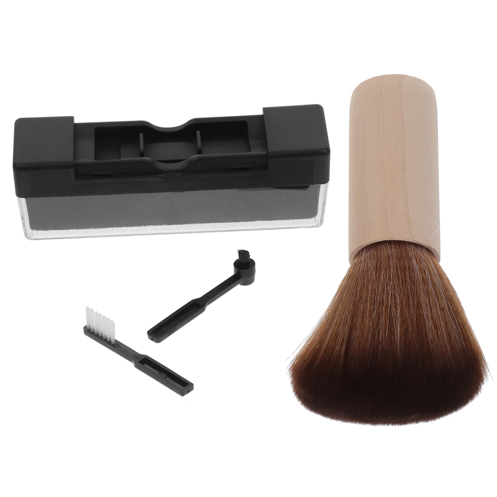 SHINEOFI 1set Vinyl Record Care Kit Cleaning Set with Ergonomic Wooden Handle -Static Brushes Turntable Maintenance Tools for Pristine Record Preservation