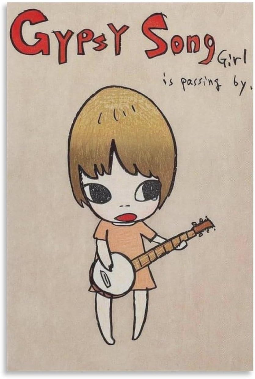 ZZYGGN GMGSW Yoshitomo Nara Posters Illustration Doll Canvas Painting Yoshitomo Nara Wall Art Cartoon Prints Modern Picture for Bedroom Decor 16x20in Unframed