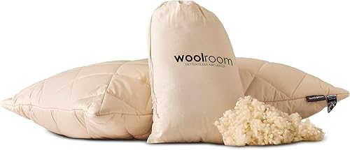 WOOLROOM - Lana extra para almohadas lavables - Relleno de lana británica de lujo - Relleno de almohada alternativo de plumas y plumón que regula la