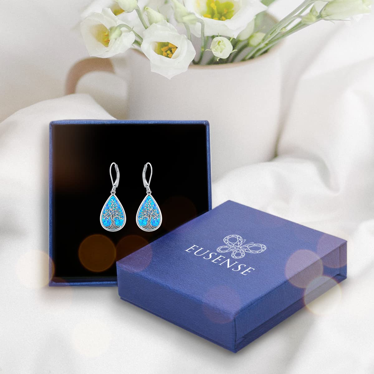 Eusense Pendientes Árbol de la Vida Pendientes de Plata de Ley 925 Pendientes Árbol de la Vida Joyería Regalo para Mujeres Señoras Niñas