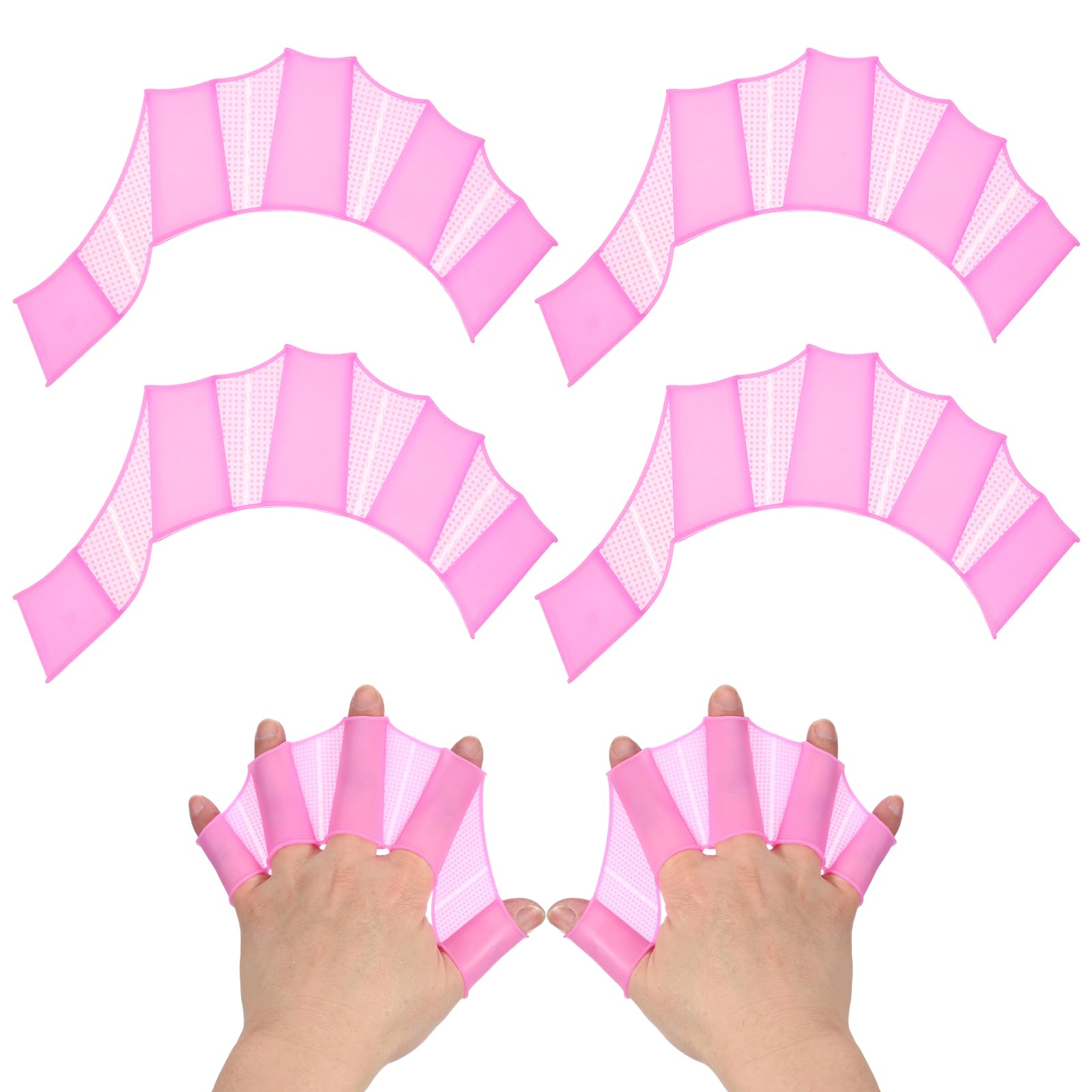 YELARXI Silicone Swimming Gloves, Webbed Gloves for Swimming Half-Finger Frog Type Water Resistance Gear Swim Fins Fit For (Aquatic Training/Surfing/Snorkeling), 9 x 6" & 1 Pair & Pink