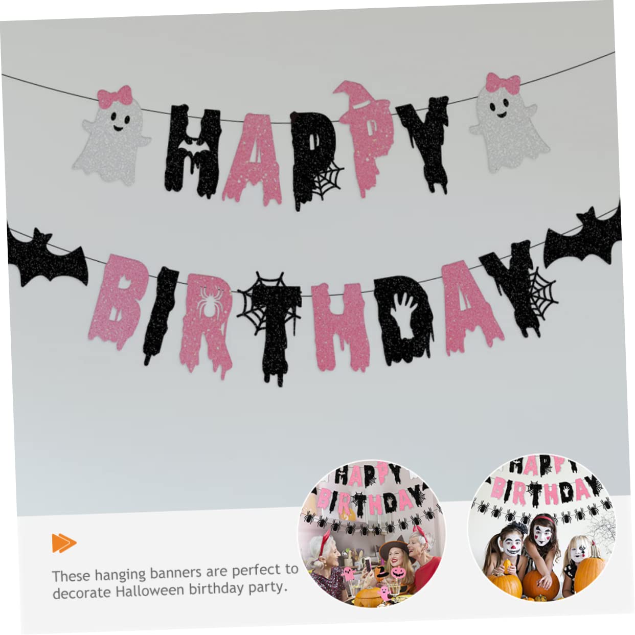 TOPBATHY 5 Juegos de cumpleaños banner de cumpleaños de fiesta de halloween banderín de Decoración fiesta Halloween decoración de Papel