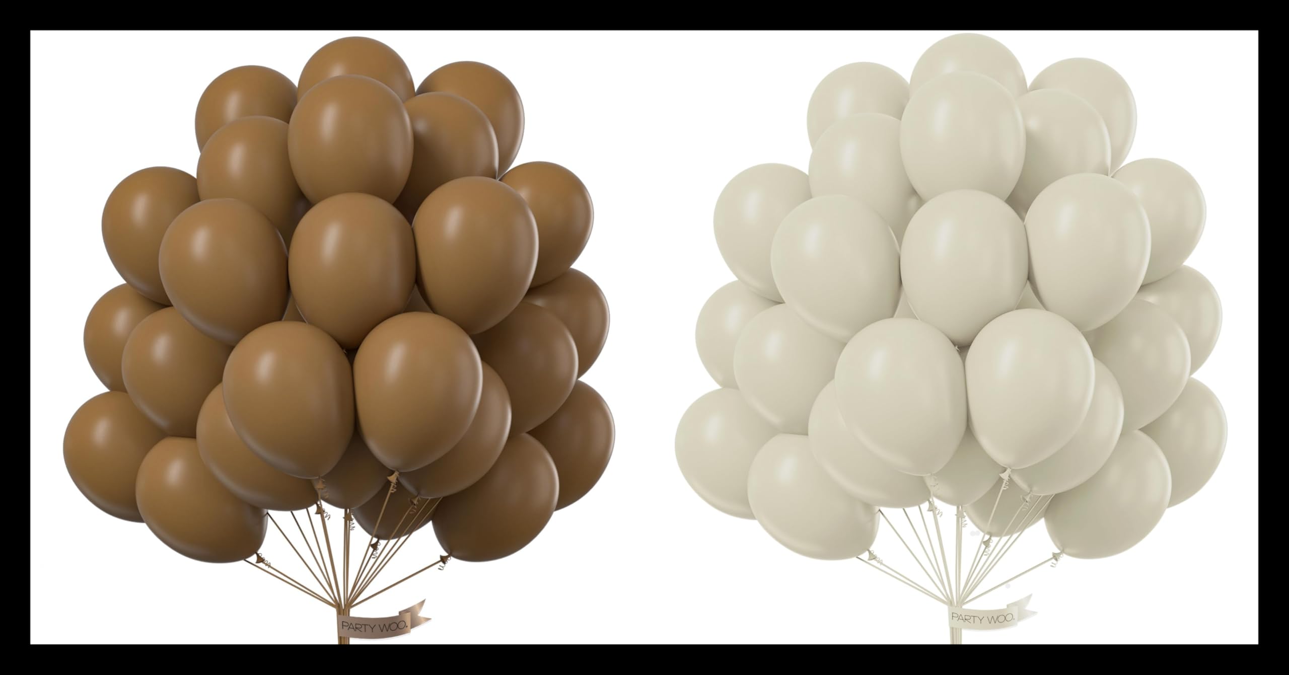 PartyWoo Coffee Brown Balloons 100 pcs and PartyWoo White Sand Balloons 100 pcs