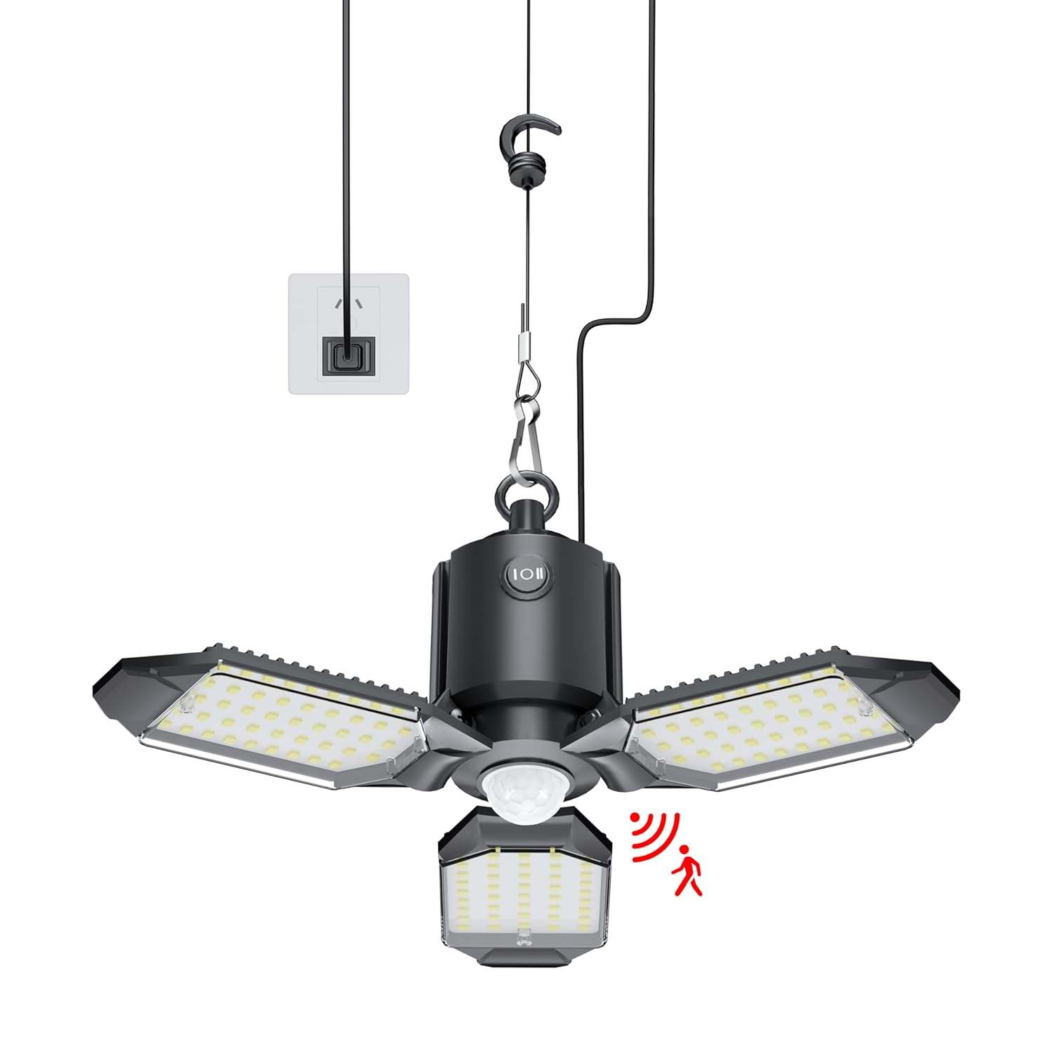 Plug in Garage Light Motion Sensor 80W 8000LM Motion Sensor Lights Indoor Deformable LED Shop Motion Activated Bulb