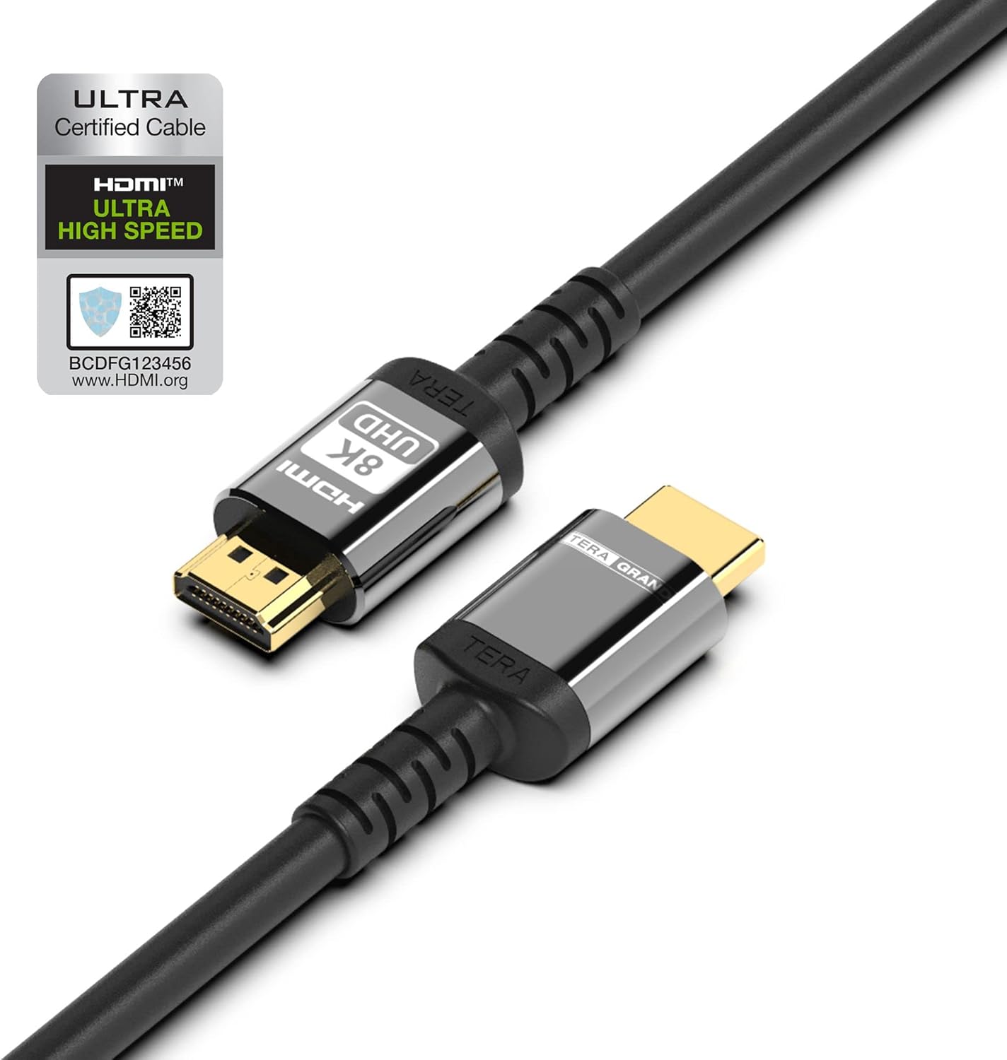 Tera Grand - 8K Ultra High Speed HDMI Certified Cable with Aluminum housing, Supports HDMI 2.1 8K HDR Ultra HD, 48 Gbps, 6 Feet