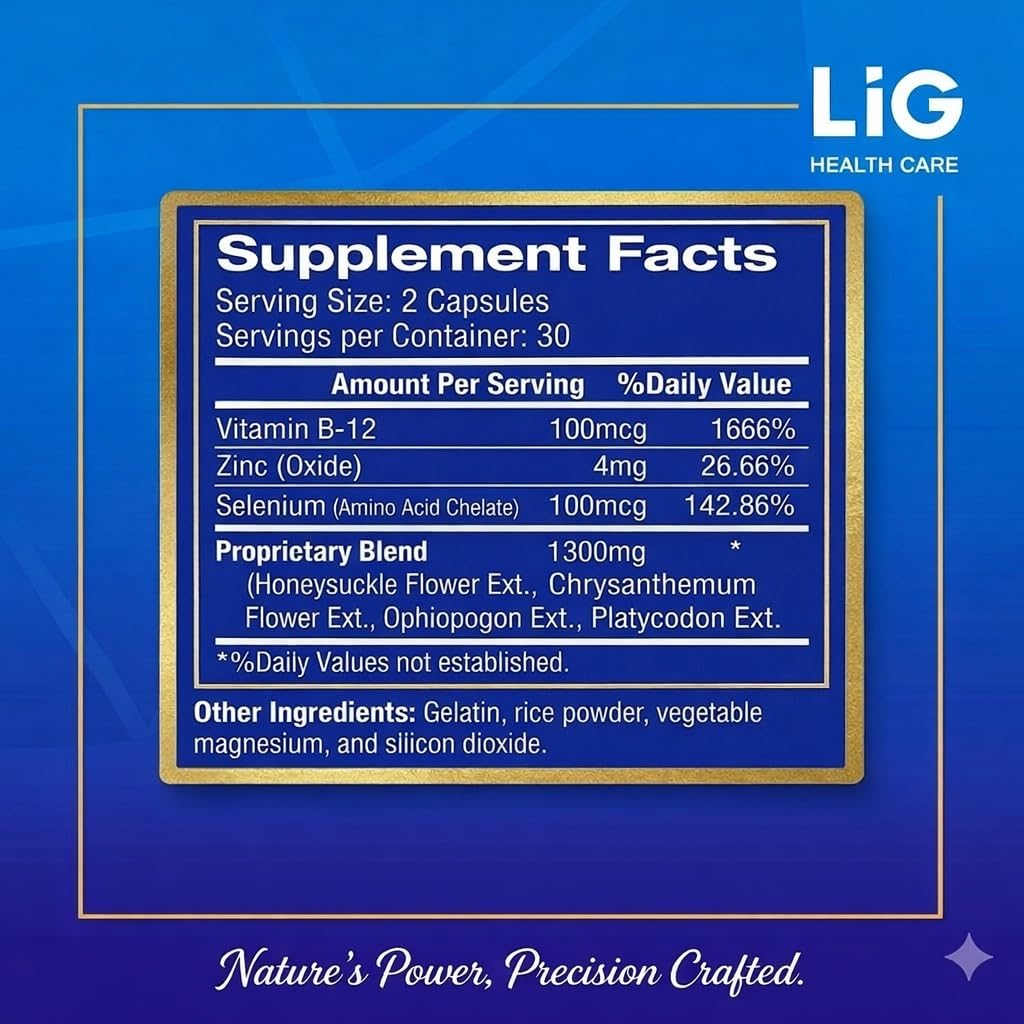 LIG Thyroid Health - Natural Herbal Supplement for Thyroid Nodules & Hormone Balance - Supports Metabolism & Immune Health with Honeysuckle & Selenium - 60 Capsules — Amazon image 2