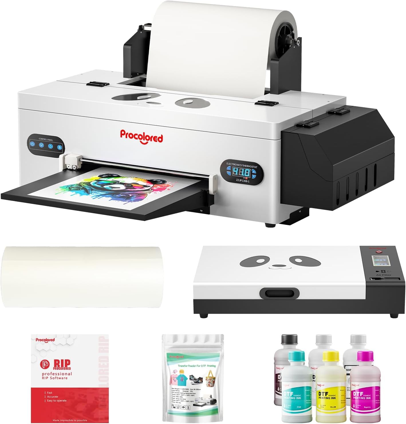 Procolored F13 Panda DTF Printer 13" A3 L1800 T-Shirt Printing Machine Direct to Film with White Ink Circulation and Semi-Automatic Cleaning &amp; Oven