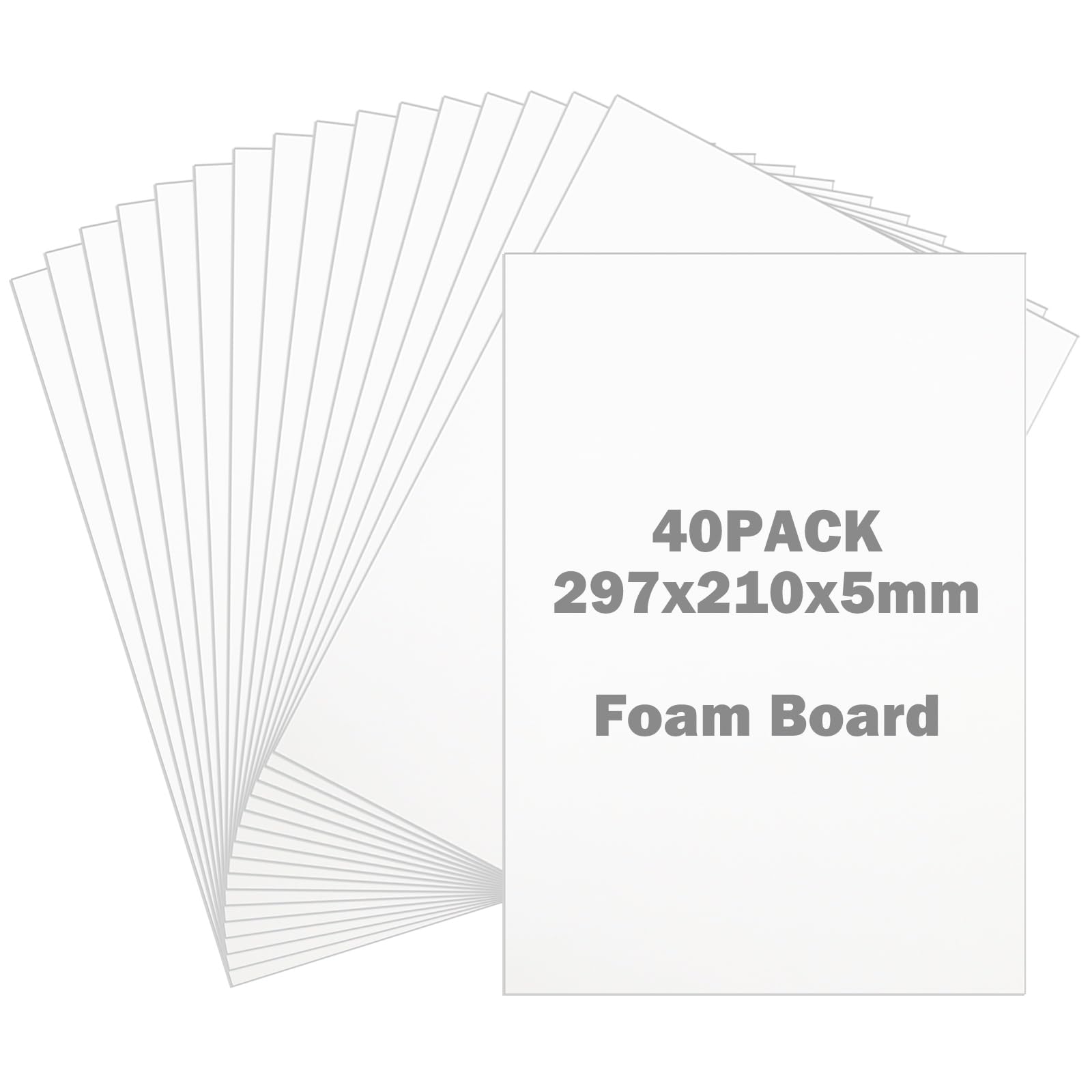 YOUNTHYE 40Pcs Foam Board, A4 White Polystyrene Sheet 5mm Thick Polystyrene Foam Sheet for Model Making, Mounting Photos, Presentations, Arts and Crafts Projects