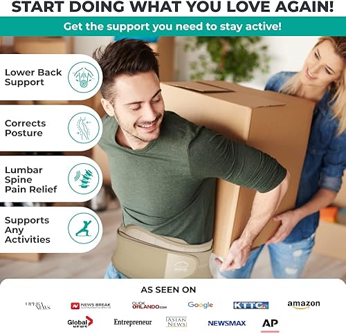 Miniatura 5 de MODVEL Soporte de espalda, alivio inmediato del dolor de espalda, hernia de disco, ciática, escoliosis, elegible por FSA o HSA, cinturón de soporte