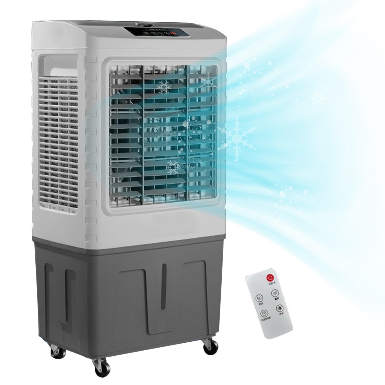 TYYCKJ Swamp Cooler 1800 Cfm Evaporative Air Cooler, 4 Ice Boxes & Large Tank For Long-lasting Cooling, 120° Auto Oscillation, 3 Speeds & Remote, 3-in-1 Air Cooling 80x30x38cm/31.5x12x15in