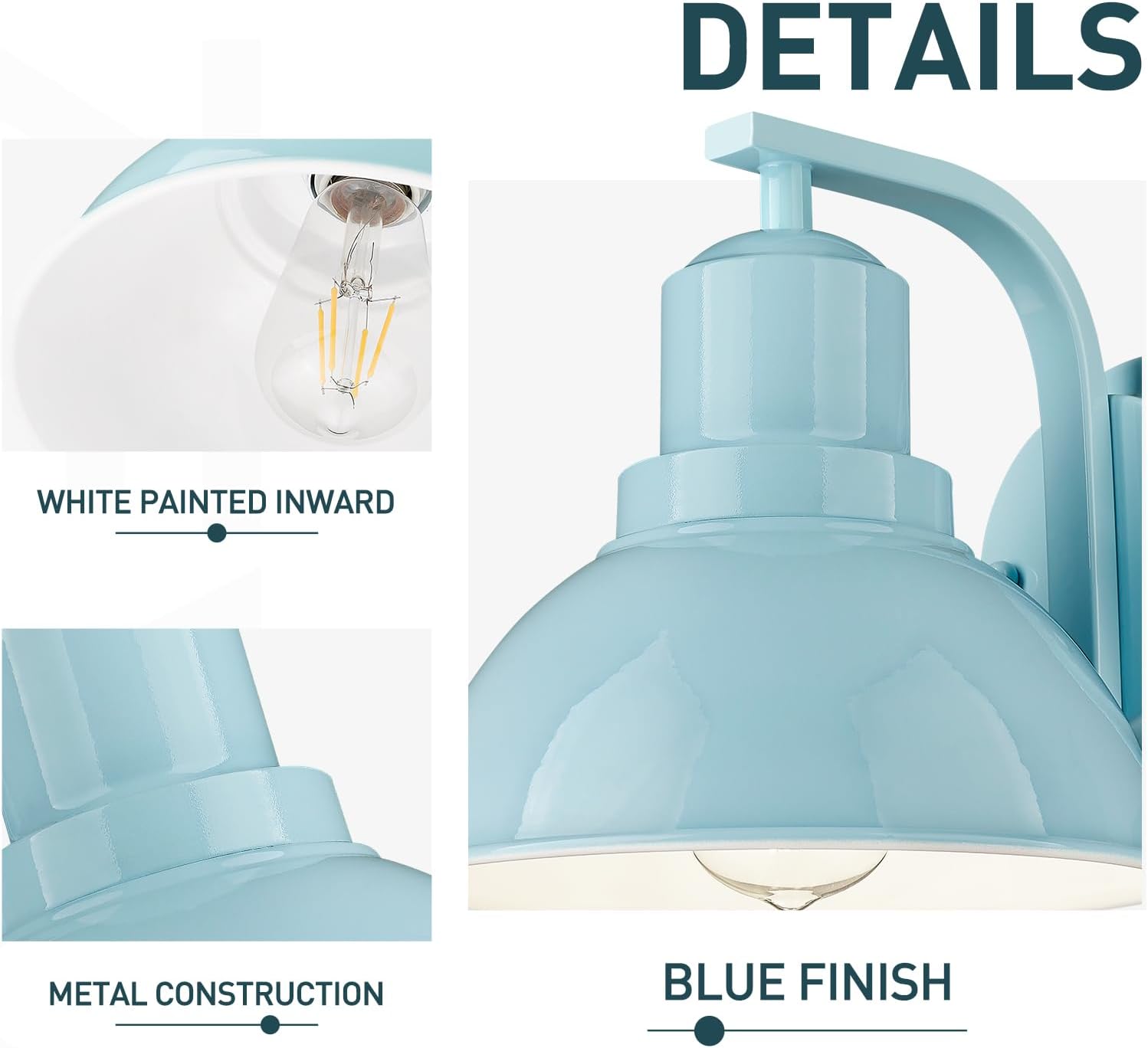 zeyu Blue Wall Mounted Light, Kitchen Wall Light Fixture for Bedroom Dining Room, Metal Dome Shade in Blue Finish, ZY24-1W SF