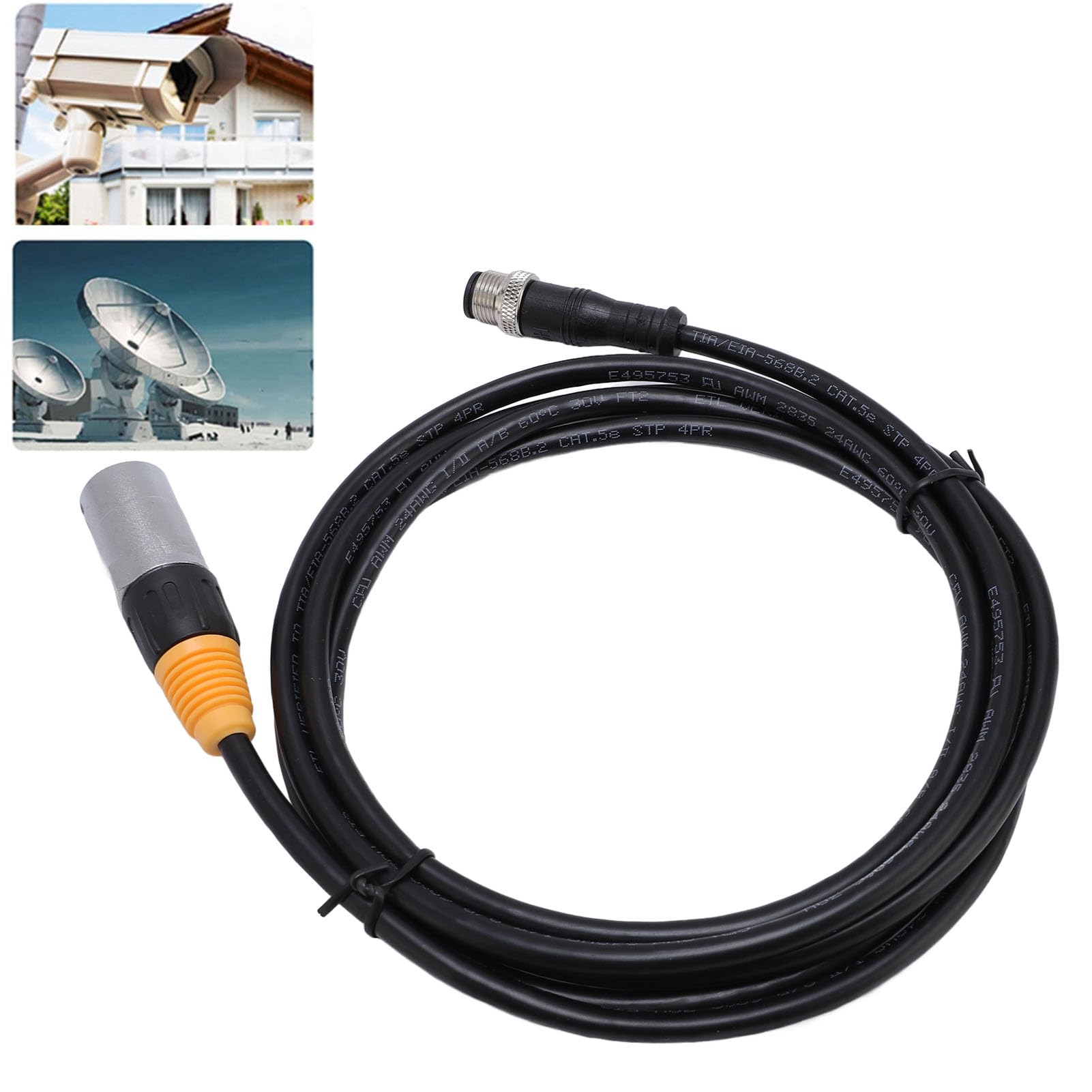 Luocute Câble Ethernet M12 RJ45, Câble de Connecteur étanche Industriel blindé avec Matériaux en Cuivre, Silicone et Aluminium, pour Systèmes de de Bâtiments Intelligents (5M / 16.4Ft)