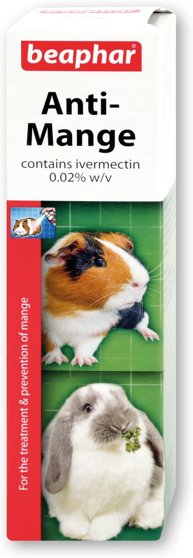 Beaphar โ Anti-Mange Spray for Rabbits, Guinea Pigs & Rats โ Kills Mange Mites & Helps Prevent Infestations โ Vet-Strength โ Easy-to-Use Spray โ For Rabbits & Guinea Pigs Over 4 Weeks, & Rats โ 75ml
