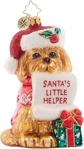 Christopher Radko Adorno decorativo de cristal europeo hecho a mano para árbol de Navidad, amigo peludo festivo