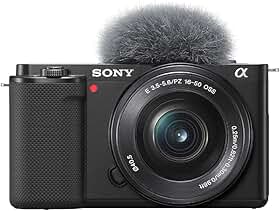 Sony Alpha ZV-E10L - Câmara vlog sem espelho de lentes intercambiáveis com lente de kit Power Zoom de 16-50 mm f/3,5-5,6, ecrã de ângulo variável para vlogging, cor preta