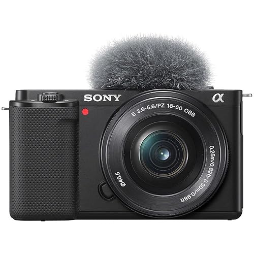 Sony Alpha ZV-E10L - C谩mara vlog sin espejo de objetivos intercambiables con lente de kit Power Zoom de 16-50 mm f/3.5 - 5.6, pantalla de 谩ngulo variable para vlogging, color negro - Camara