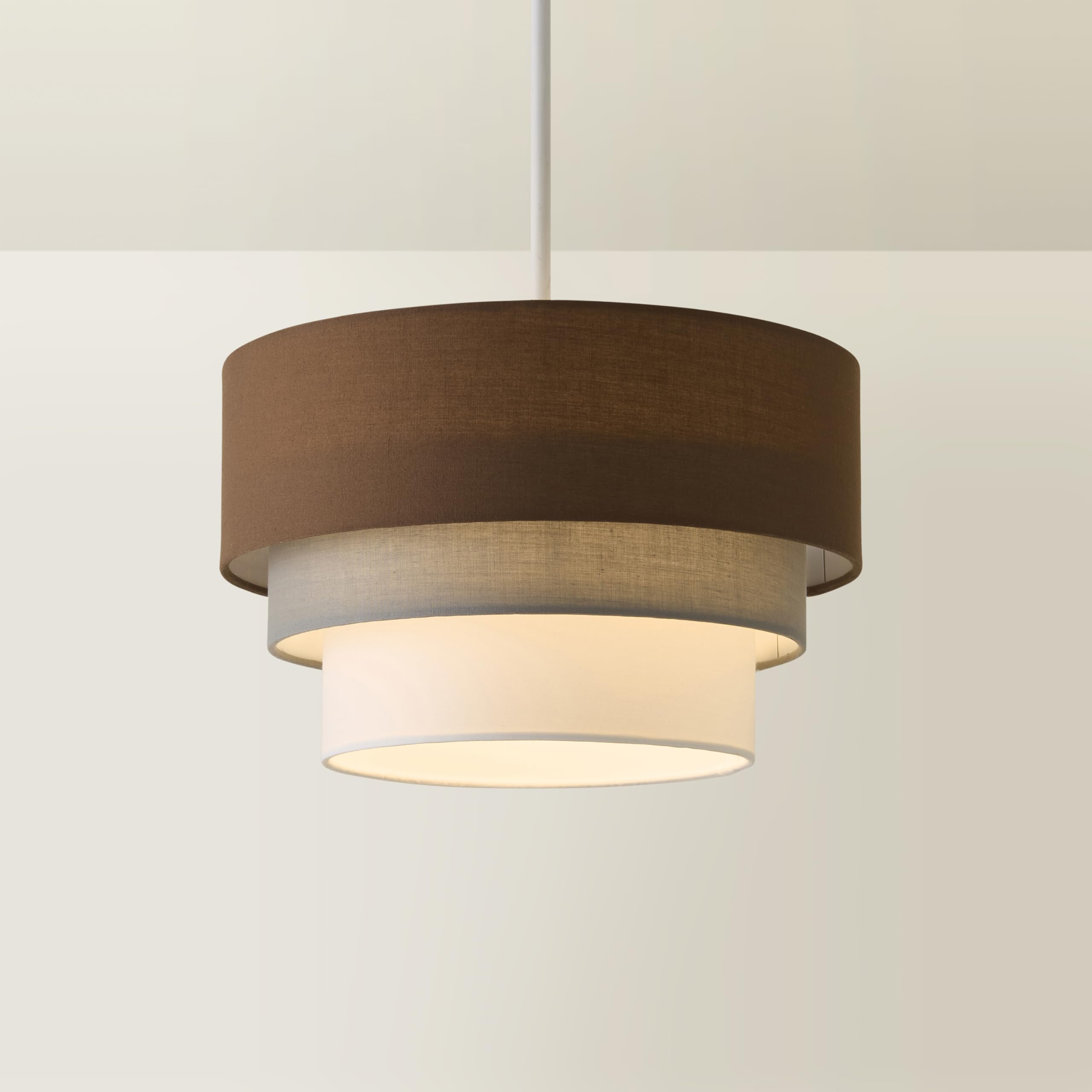 Minisun Brown | Round Modern 3 Tier Fabric Ceiling Pendant Light Shade In | Pendant Lights, Home Décor & Improvement Essential | Includes 10W Gls Bulb | 30Cm Shade Width