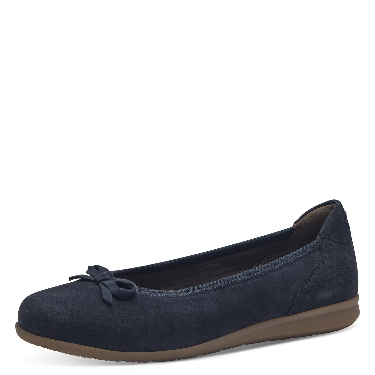 Tamaris Comfort Women’s Leather Ballerinas with Bow, Navy, 5 UK