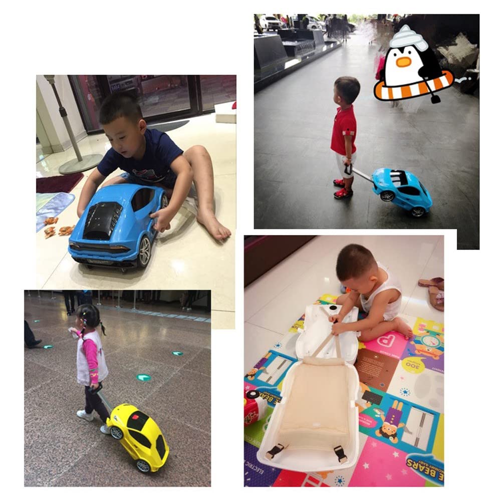 Maleta con Ruedas para niños de 18 Pulgadas, Maleta de Coche, Maleta de embarque Deslizante, Maleta para Salir a la Escuela(Color:Yellow)