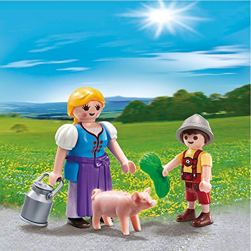 Playmobil 5514 Country Farm Woman and Boy Duo Pack, Earthy Tones, Green, Brown, Pink - Image 2