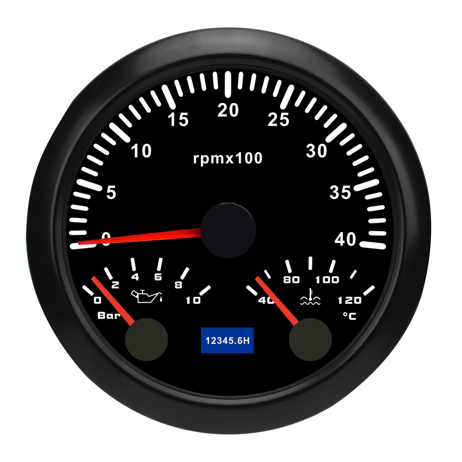 Tacómetro Eléctrico 3 en 1, Medidor de Temperatura del Agua y Presión de Aceite para Automóviles, Camiones, Barcos, 4000 Rpm, 0-10 Bar, 40-120 ℃, Pantalla Precisa, Uso Versátil (Esfera