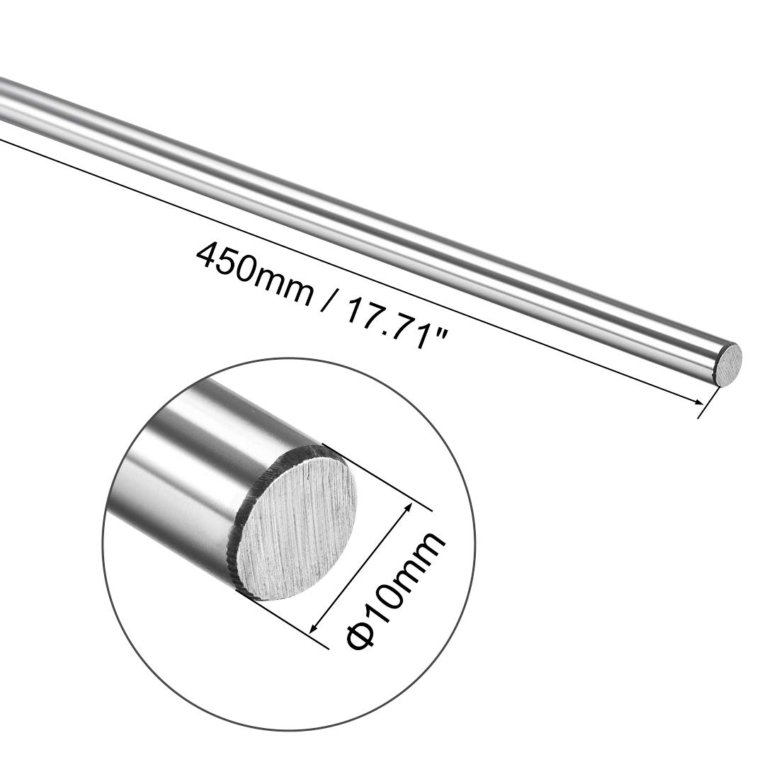 uxcell 10mm x 450mm Hardened Rod Chrome Plated Linear Motion Shaft/Guide